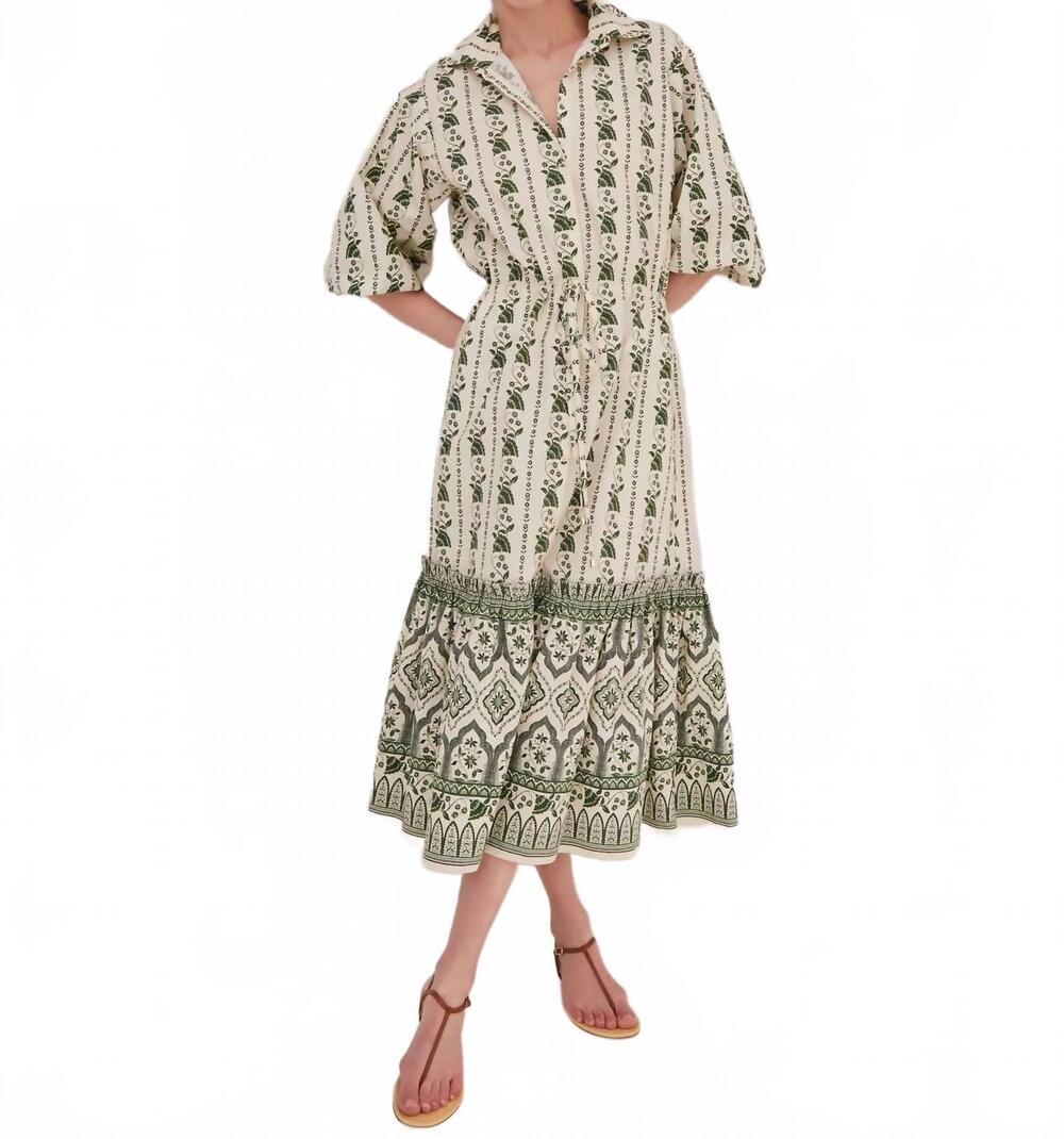 NEW CARA CARA hutton midi dress in vining flora green